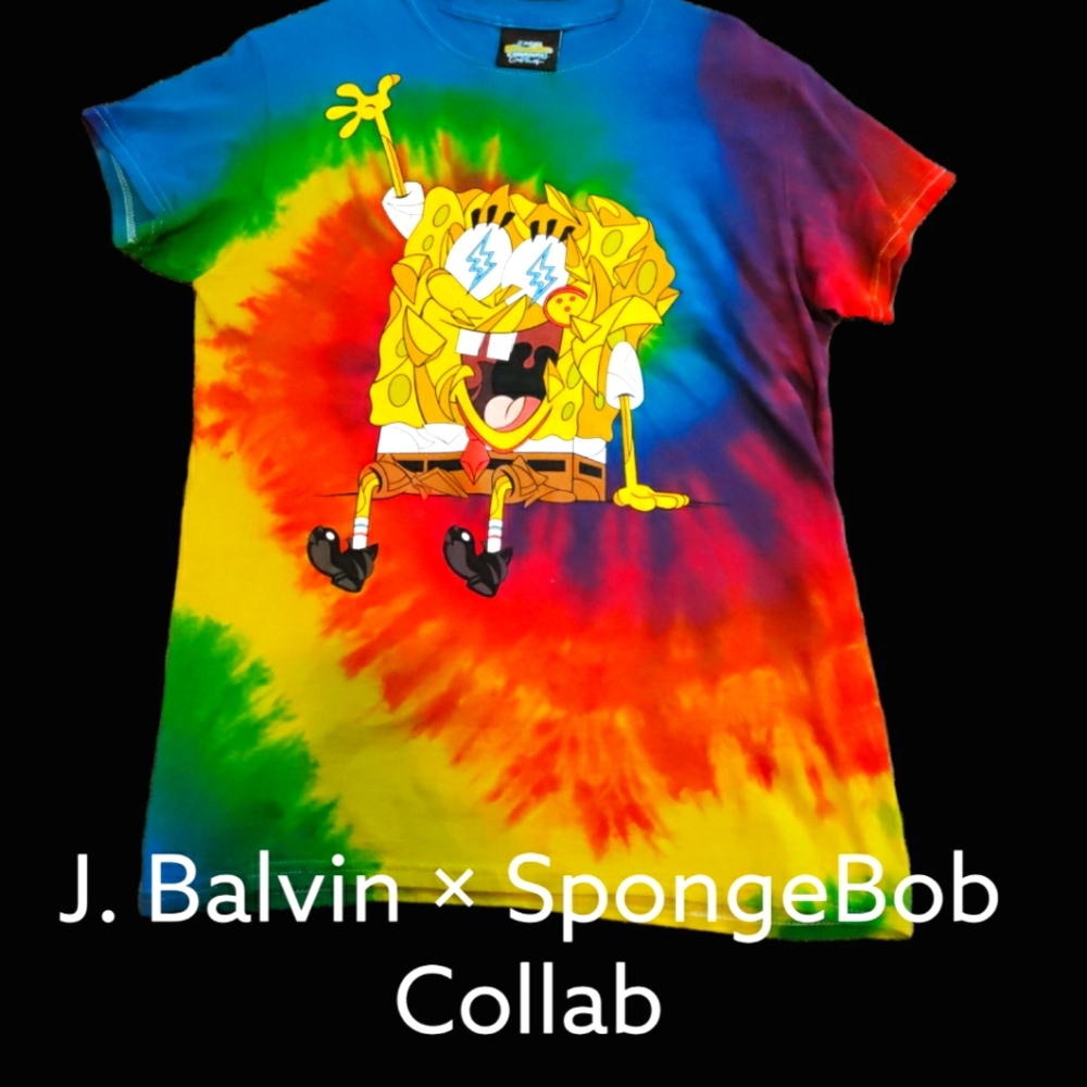 J. Balvin × SpongeBob SquarePants T-shirt collab "Nickelodeon" vintage tee